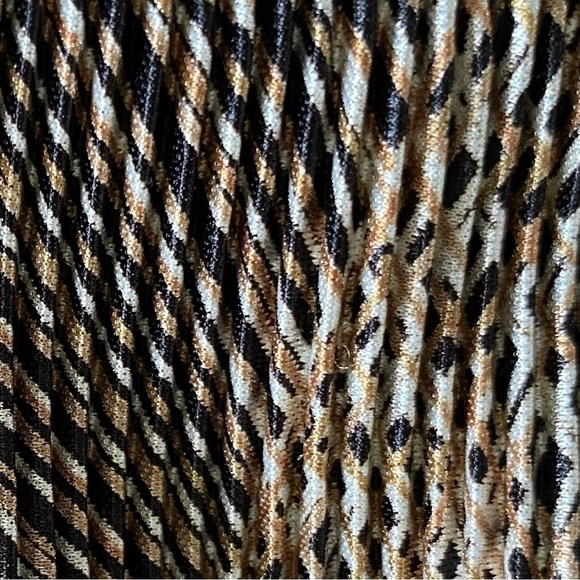 MUSE Maxi Skirt Micro Pleats Pull On Geometric Brown Black Tan Women Size 12 - Picture 5 of 11